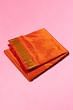 Kanchipuram Silk Plain Orange Dhoti With Kanduva