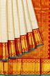 Kanchipuram Silk Checks And Butta White Saree