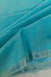 Tussar Plain Blue Saree With Organza Pallu