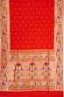 Paithani Silk Butta Red Saree With Akruthi Border