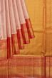 Kanchipuram Silk Tissue Zig Zag Lines Peach Saree