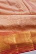 Kanchipuram Silk Tissue Zig Zag Lines Peach Saree