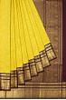 Kanchipuram Silk Brocade Yellow Saree With Ganga Jamuna Border