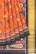 Natural Dye Patan Patola Silk Double Ikat Orange Saree