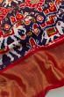 Pochampally Silk Ikat Red And Dark Blue Saree