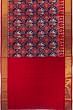 Pochampally Silk Ikat Red And Dark Blue Saree