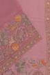 Organza Horizontal Lines Pink Saree With Embroidery And Scallop Border