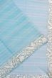 Organza Horizontal Lines Sky Blue Saree With Embroidery Border