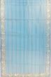 Organza Horizontal Lines Sky Blue Saree With Embroidery Border