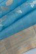 Banarasi Katan Silk Half And Half Jaal And Butta Sky Blue Saree