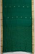 Banarasi Katan Silk Half And Half Jaal And Butta Dark Green Saree