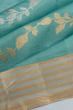 Banarasi Katan Silk Half And Half Jaal And Butta Sky Blue Saree