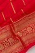 Banarasi Katan Silk Vertical Lines And Butta Pinkish Red Saree