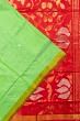 Uppada Silk Butta Parrot Green Saree With Jamdani Pallu