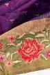 Chanderi Silk Butta Purple Saree With Embroidery Border