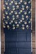 Tussar Floral Printed And Butta Dark Blue Saree