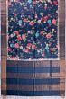 Tussar Floral Printed Navy Blue Saree