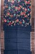 Tussar Floral Printed Navy Blue Saree