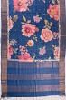 Tussar Floral Printed Royal Blue Saree