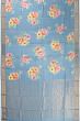 Banarasi Katan Silk Checks And Floral Printed Pastel Blue Saree