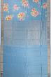 Banarasi Katan Silk Checks And Floral Printed Pastel Blue Saree