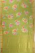 Banarasi Katan Silk Floral Printed Butta Green Saree