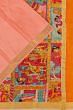 Georgette Crepe Checks Peach Saree With Kalamkari Pallu