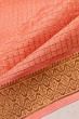 Georgette Crepe Checks Peach Saree With Kalamkari Pallu