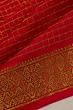 Georgette Crepe Checks Red Saree With Kalamkari Pallu