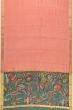 Georgette Crepe Checks Peach Saree With Kalamkari Pallu