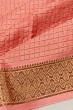 Georgette Crepe Checks Peach Saree With Kalamkari Pallu