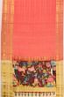 Georgette Crepe Checks Peach Saree With Kalamkari Pallu