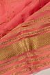 Georgette Crepe Checks Peach Saree With Kalamkari Pallu