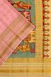 Georgette Crepe Checks Baby Pink Saree With Kalamkari Pallu