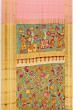 Georgette Crepe Checks Baby Pink Saree With Kalamkari Pallu