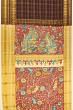 Georgette Crepe Checks Brown Saree With Kalamkari Pallu