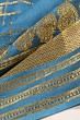 Georgette Crepe Checks Powder Blue Saree With Kalamkari Pallu