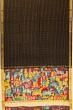 Georgette Crepe Checks Black Saree With Kalamkari Pallu