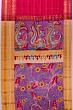 Georgette Crepe Checks Pink Saree With Kalamkari Pallu