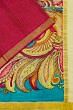 Georgette Crepe Checks Pink Saree With Kalamkari Pallu