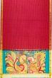 Georgette Crepe Checks Pink Saree With Kalamkari Pallu