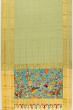 Georgette Crepe Checks Pista Green Saree With Kalamkari Pallu