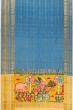 Georgette Crepe Checks Powder Blue Saree With Kalamkari Pallu