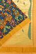 Paithani Cotton Kalamkari Hand Painted Dark Blue Saree