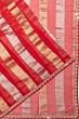 Organza Vertical Lines Red Saree With Embroidery Border