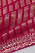 Organza Vertical Lines Pink Saree With Embroidery Border