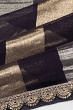 Organza Vertical Lines Black Saree With Embroidery Border