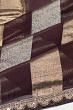 Organza Vertical Lines Brown Saree With Embroidery Border