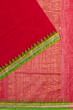 Ponduru Handspun Cotton Plain Red Saree With Jamdani pallu