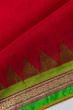 Ponduru Handspun Cotton Plain Red Saree With Jamdani pallu